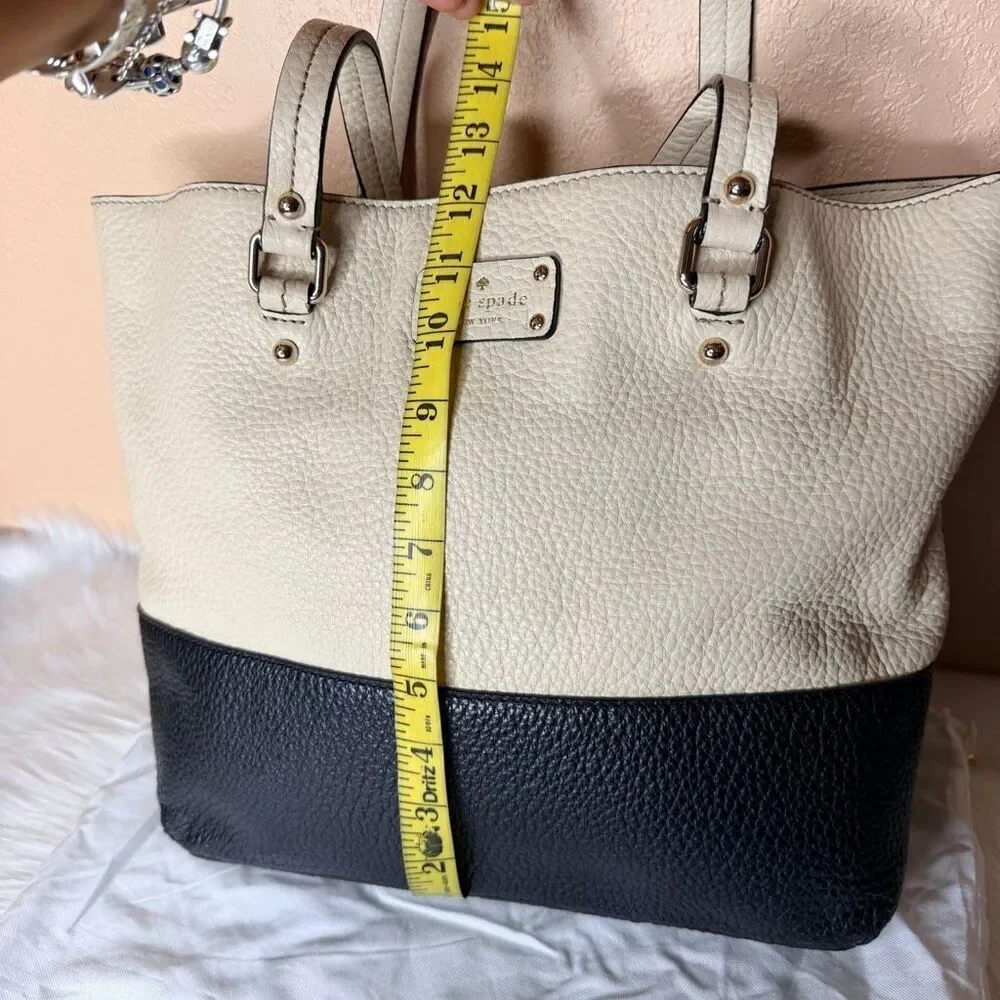 Kate Spade Blaine Grove Color Block Cream and Black Pebbled Leather Shoulder Bag